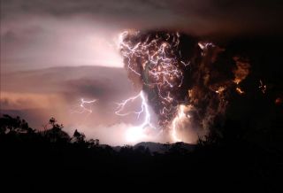 Huge Volcano Lightning Strike Photo Gift Idea Clouds Wall Art Lobby 