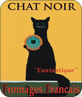 chat noir vintage french mouse pad mousepad cat art time
