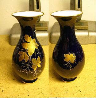 Vintage Waldershof Bavaria Vase 22KT Gold Echt Cobalt Germany kobalt