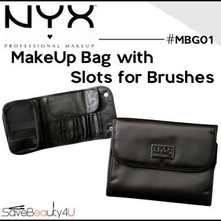 NYX Makeup Bag with Slots for Brushes Black Brush Case Cosmetic Bag 