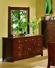 Solid Wood Fully Assembled Dresser & Mirror , Cherry Finish
