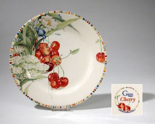 Set of 3 Gien CHERRY 8.75 Salad Plates ~ Flower and Cherries   MINT