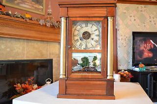 Antique 1800s Seth Thomas Castle Mantel Clock, Iron Weights
