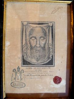 Vatican rare framed relic 1800s Veil of Veronica sudarium COA