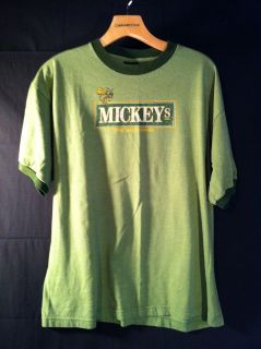 VTG MICKEYS FINE MALT LIQUOR GREEN T Shirt BLACK Size XL VERY GOOD by 