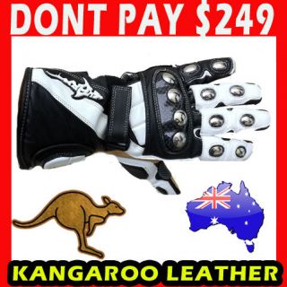 Shark TPSW Extreme Kangaroo Leather Motorcycle Road Race Gloves 
