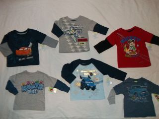 NEW DISNEY BABY BOYS SIZE 12 18 24 MONTHS LONG SLEEVE LAYER LOOK T 