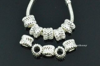 5x, 10x, 20x Wave Pattern Silver Charm Beads Fit European Chain 