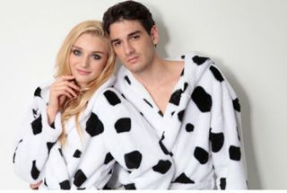 NEW Dairy cow pattern coral fleece Nightgown Bathrobes N2521061/2/3
