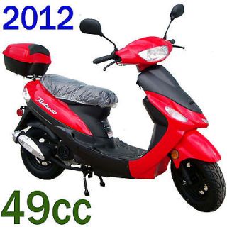 Hot Sporty Red 2012 49cc/50cc Gas Scooter Moped & TRUNK Street Legal w 