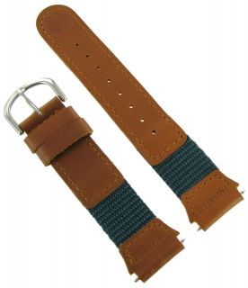   Expedition Sport Leather Tan Brown Nylon Aqua Green Watch Band Strap
