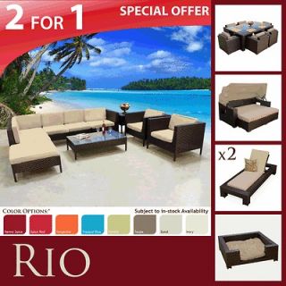 Rio 9PC Patio Set Furniture & 7PC Dining Set & Chaises & Sunbed 
