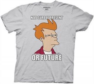 futurama fry not sure if present or future adult t shirt