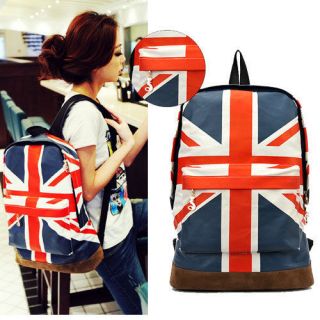 Nice Fashion Girl Union Jack Flag Print Backpack School Bag Purse 