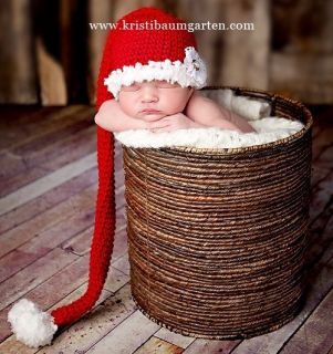   NEWBORN CHRISTMAS RED SANTA CLAUSE STOCKING CAP BABY HAT Photo Prop