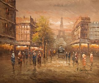 20x24 Canvas Wall Art Oil Painting Hand Painted   Paris Scene 