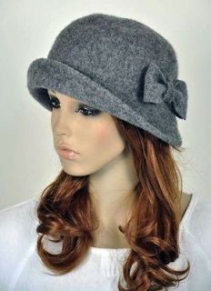   Winter 100% Wool Fashion Lady Womens Dress Hat Beanie 2 Way Use Grey