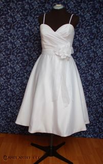 Forever Yours 49201 White Satin Tea Length Wedding Formal Dress 14 
