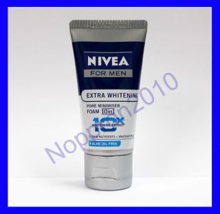 50g., NIVEA FOR MEN Extra Whitening Pore Minimiser Foam 10 in 1, Acne 