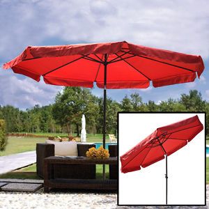 Tilt Red 10 Umbrella+Valance Outdoor Beach Patio Market Deck Aluminum 