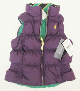 NWT Ralph Lauren Polo Girls Full Zip Down Jacket Vest, 2/2T, S (7 