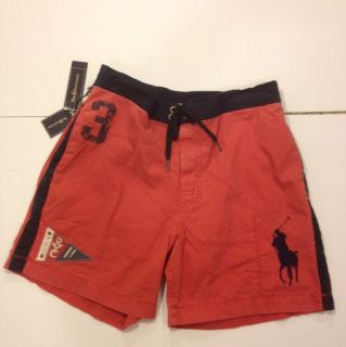 Polo Ralph Lauren Mens Swim Trunks Big Pony Red and Blue NWT Size S