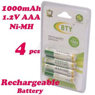 Pcs New High Quality BTY 1000mAh AAA 1.2V Rechargeable Batteries Ni 