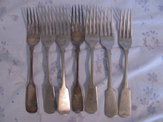   1880 William Page Silver Plated Fork (6) Other Circa 1800 Plated Forks
