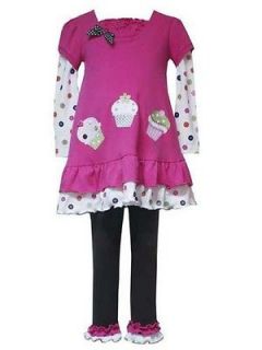 Rare Editions Toddler Girls Fuschia Cupcake Birthday Fall Dress Outfit 