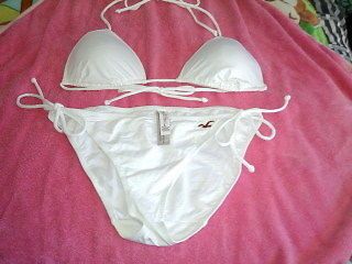 hollister large white string bikini swim suit