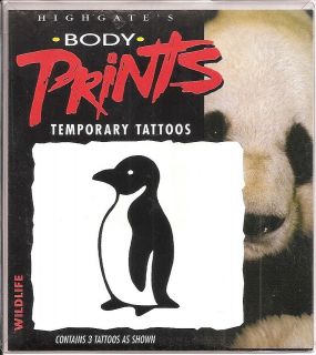 penguin body print temporary tattoos  1 99