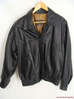 Vera Pelle Peruzzi Black Italian Luxury Leather Bomber Jacket mens 