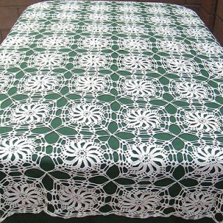   Crochet Lace tablecloth Pinwheel Floral Beige Cotton 60x72 Oblong