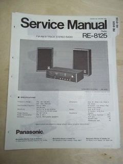 Panasonic Service Manual~RE 8125 Radio/8 Track Tape Player~Origina​l