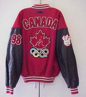 red wool leather jacket size 2xl canada nagamo olympic games
