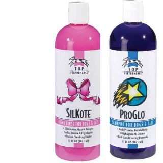 Pet Dog Cat Grooming ProGlo Brightening Shampoo & Silk Coat 