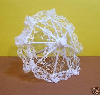 inch white lace mini parasol plastic handle