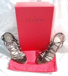bn auth valentino braided strap high heel sandals 40 5