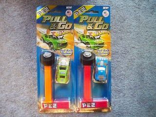 SET OF BOTH NEW RELEASE HOT WHEELS CARS PULL & GO PEZ MINT ON CARDS