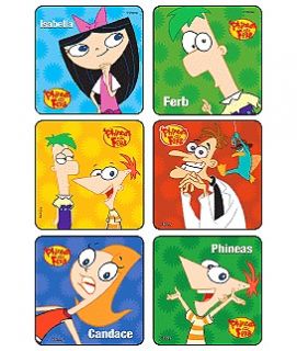 18 phineas and ferb stickers scrapbook favors free ship time