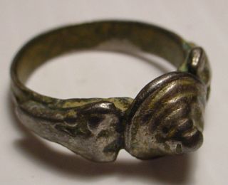Ancient Byzantine Medieval Christian Pilgrims Silver Ring, 8.5 Size