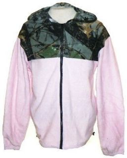 pink camo fleece zippered hoodie women s deer hunting casual jacket 