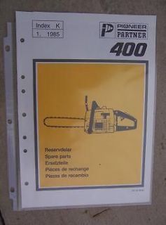 1985 Pioneer / Partner 400 Chain Saw Spare Parts List Catalog 