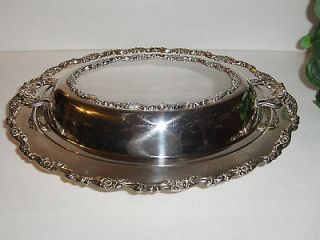 Vintage Wm A Rogers Ornate Silver Plate Covered Serving Dish 12