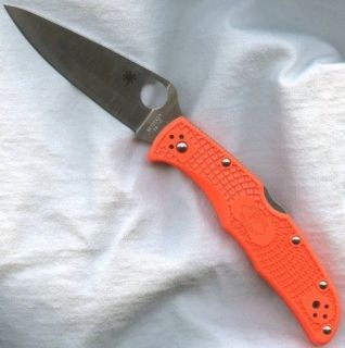 spyderco endura 4 ffg plain edge orange knife c10fpor  68 