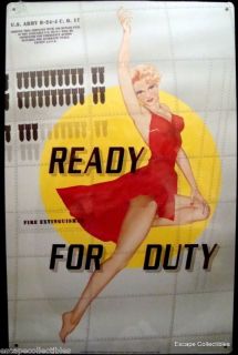 Nose Art Tin Metal Sign Ready for Duty Pin Up Girl Bomber Plane 