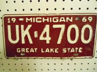 vintage michigan 1969 uk4700 license plate 413 
