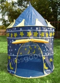 NEW FOLDING DECORATIVE BLUE CHILDRENS PLAY TENT KIDS CASTLE CUBBY PLAY 