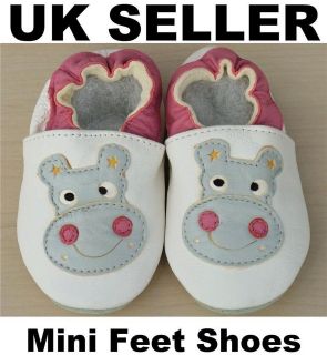 NEW SOFT LEATHER BABY GIRLS SHOES 0 6, 6 12, 12 18, 18 24 MTHS Hippo