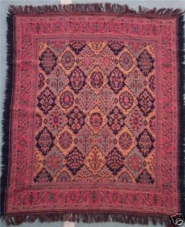   Large Dutch Antique wool Kashmir woven Paisley Shawl Piano Cloth